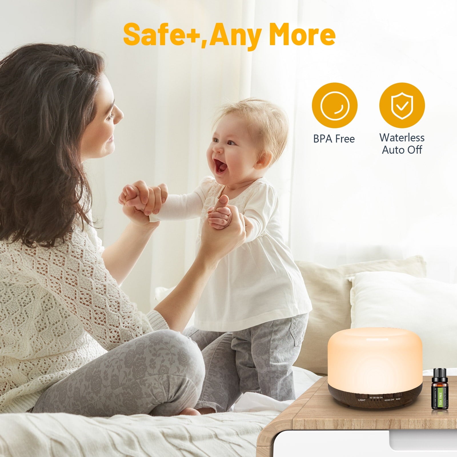 Fimilo Upgraded White Aroma Diffuser with 6*10Ml Essential Oils and Remote control