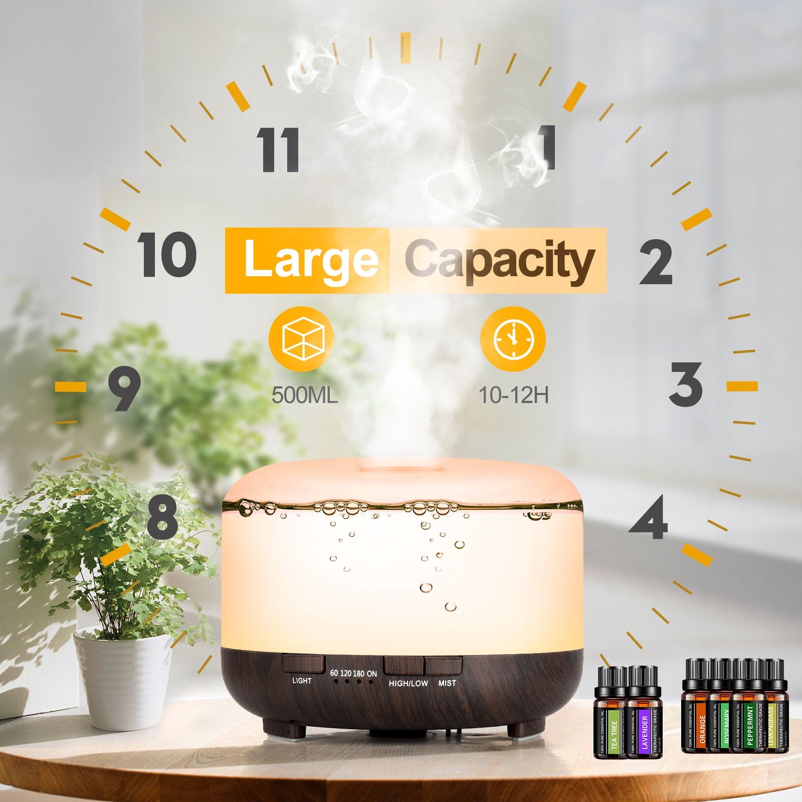 Fimilo Upgraded White Aroma Diffuser with 6*10Ml Essential Oils and Remote control