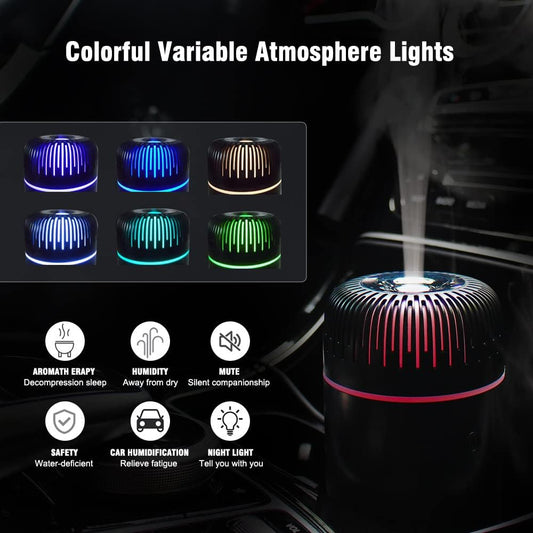 Car Diffuser, 100Ml USB Plug-In Mini Humidifier Diffuser for Essential Oil Diffuser Car Air Freshener Aromatherapy Diffuser(Black)