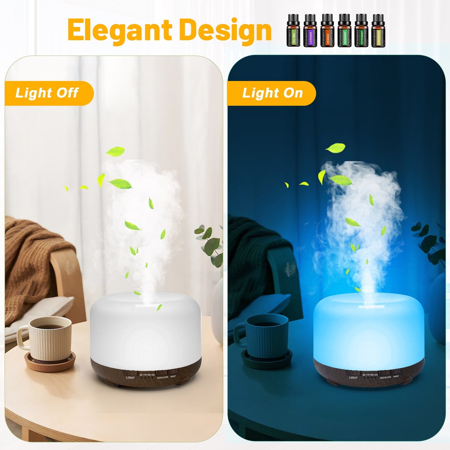 Fimilo Upgraded White Aroma Diffuser with 6*10Ml Essential Oils and Remote control