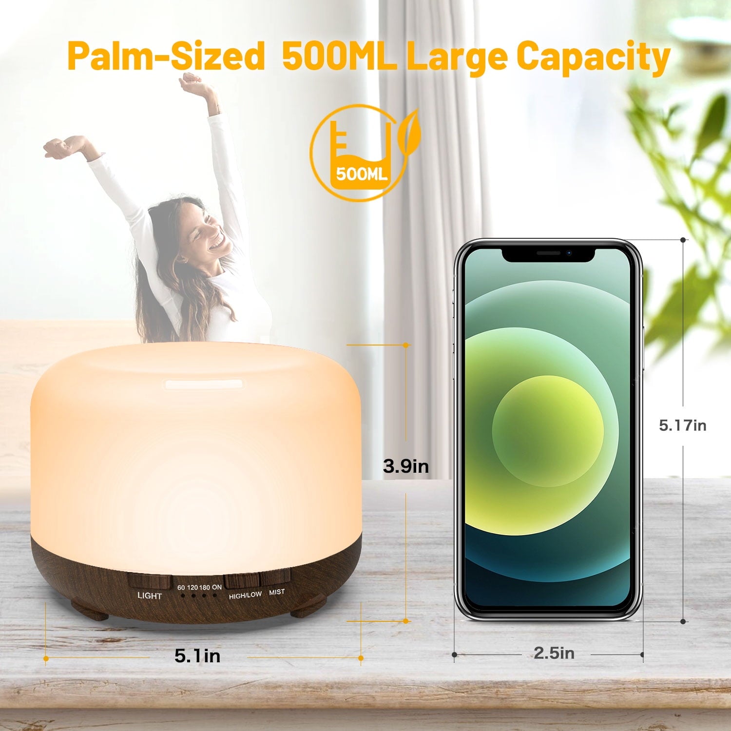 Fimilo Upgraded White Aroma Diffuser with 6*10Ml Essential Oils and Remote control