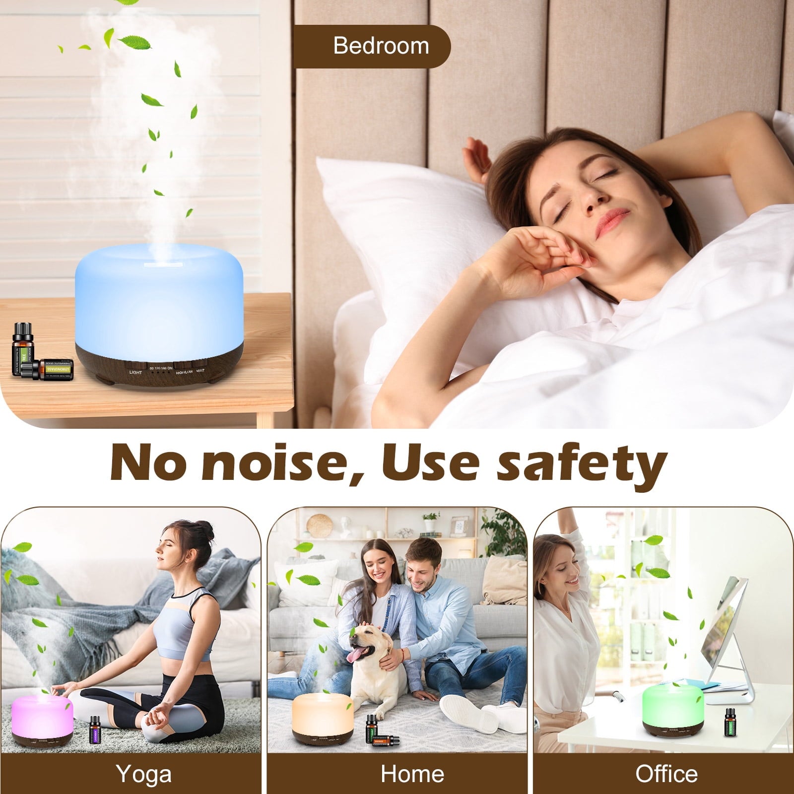 Fimilo Upgraded White Aroma Diffuser with 6*10Ml Essential Oils and Remote control